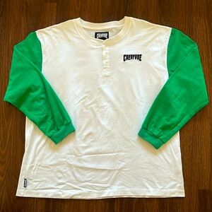 Creature skateboards long sleeve Henley GRN/WHT tee shirt. Worn once. No marks